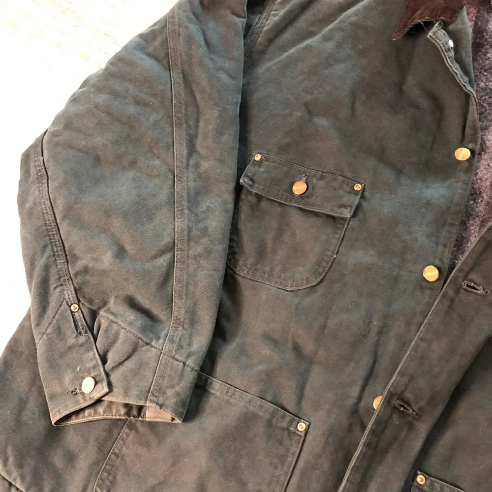 Vintage Carhartt Men’s blanket lined outdoor coat green size 2X 3X chore work - Picture 13 of 16